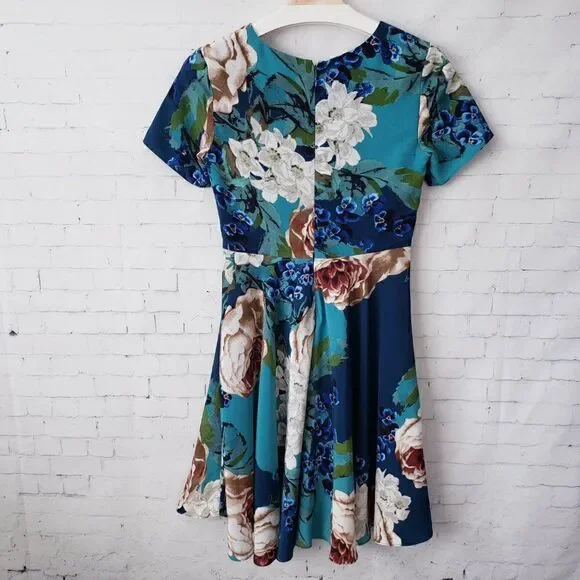 Corey Lynn Calter Anthropologie Dress Size 0 Blue Floral Wedding Guest Easter - Picture 6 of 10